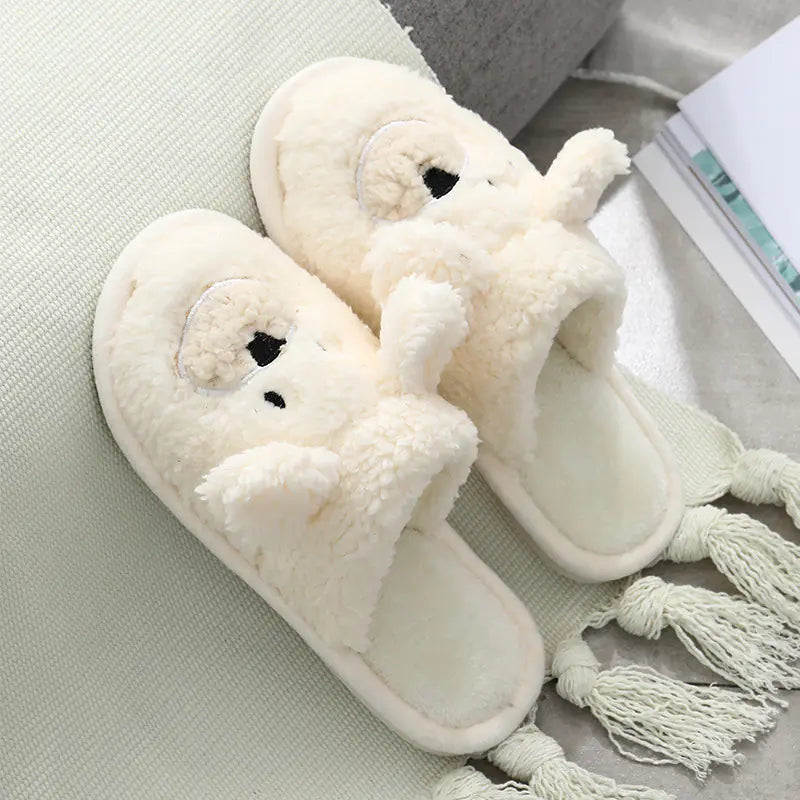 Cute Bear Winter Plush Slippers for Home Warmth