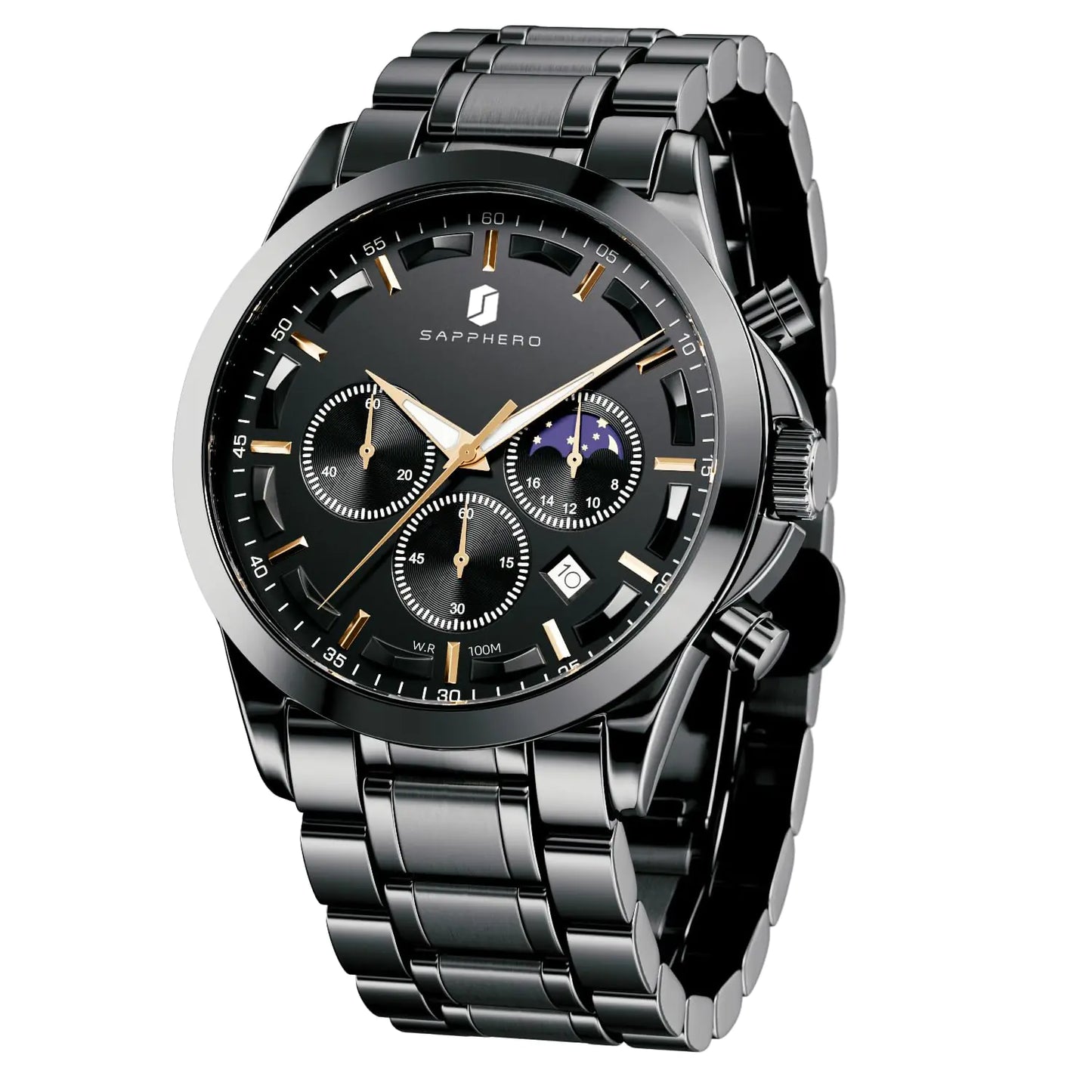 SAPPHERO Mens Watches Watches for Men Analog Watch Waterproof Watch Quartz Chronograph Date Display Stainless Steel Mens Wrist Watches