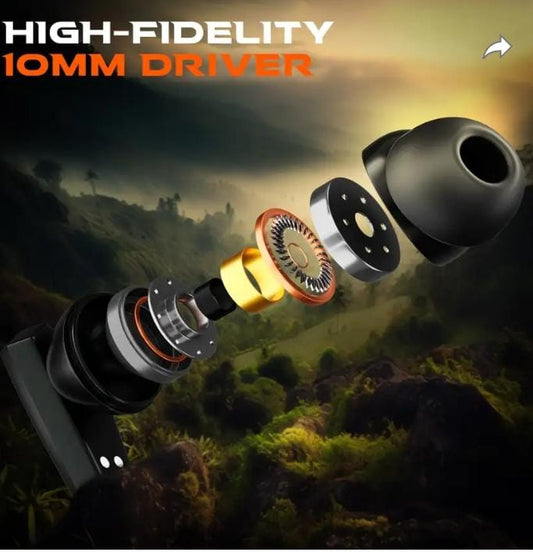 TRIGGR Kraken X1 with Battery Display, 40ms Latency, Quad Mic ENC, 40 Hr, v5.3 Bluetooth Headset (Black, True Wireless)