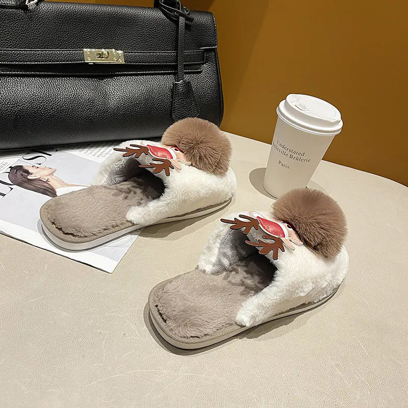 Cute Warm Cartoon Plush Slippers for Women